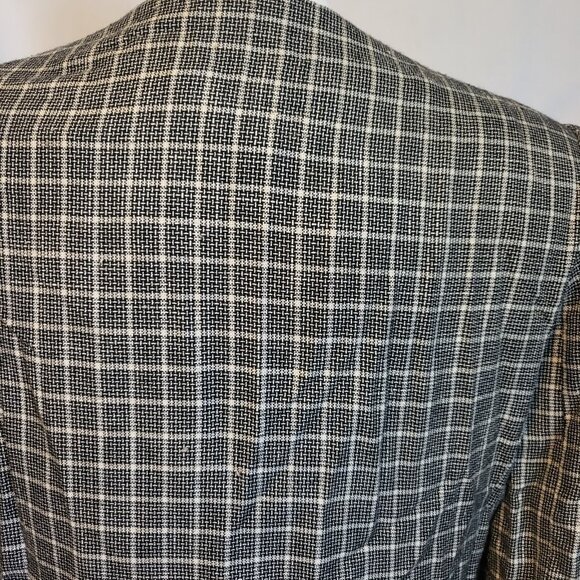 Lucia Vintage Women’s SZ 14 Black & White Plaid Button Down Blazer Shoulder Pads - Picture 7 of 8